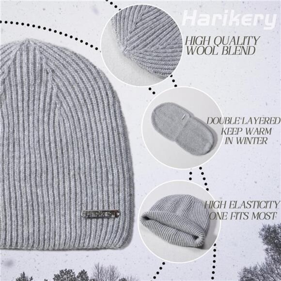 Unisex Cashmere Beanie Hat Scarf Set Winter Knit Long Scarf Neck Warmer